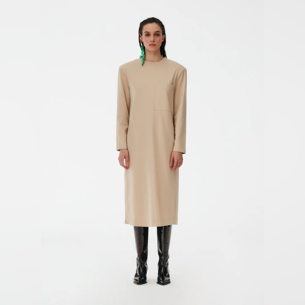 Punto Milano Long Sleeve Shoulder Pad T-Shirt Dress